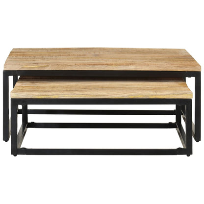 Tavolini da Salotto Impilabili 2 pz in Legno Massello di Mango | homemem39