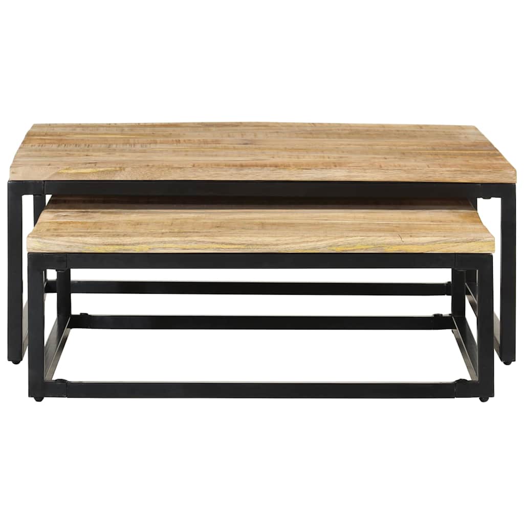 Tavolini da Salotto Impilabili 2 pz in Legno Massello di Mango