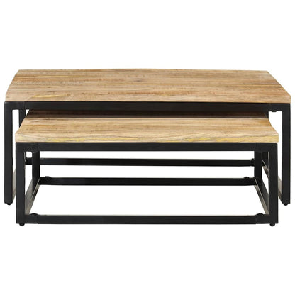 Tavolini da Salotto Impilabili 2 pz in Legno Massello di Mango