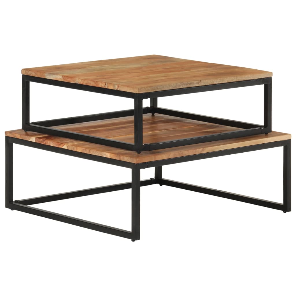Tavolini da Salotto Impilabili 2 pz Legno Massello di Acacia | homemem39