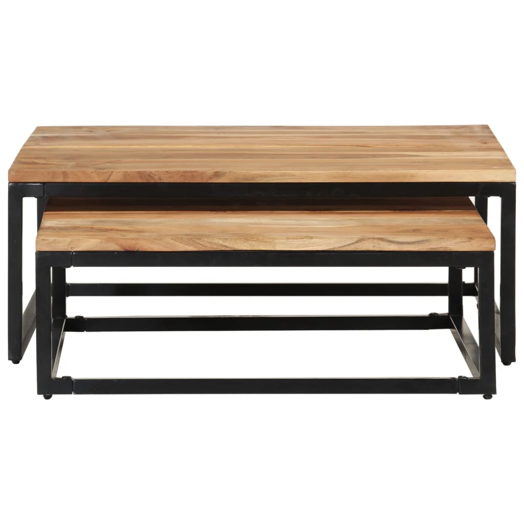 Tavolini da Salotto Impilabili 2 pz Legno Massello di Acacia | homemem39