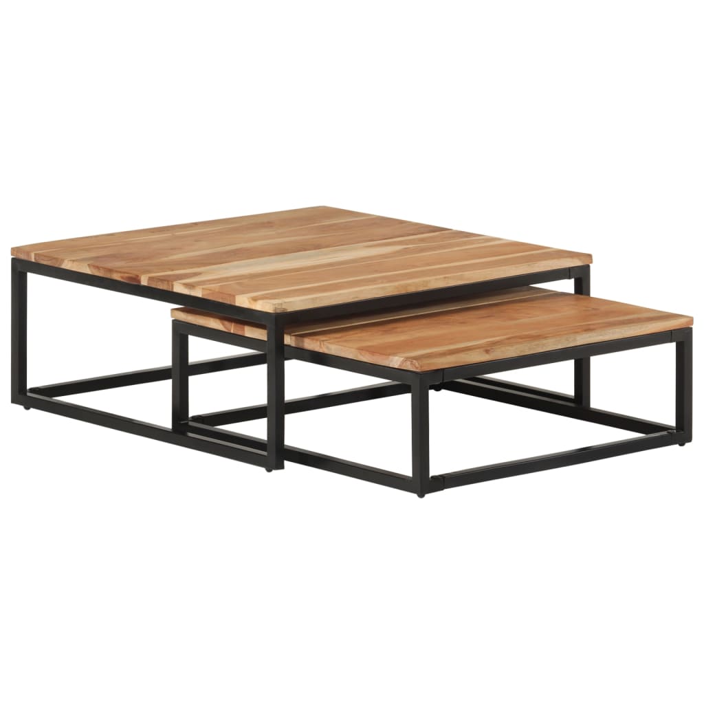 Tavolini da Salotto Impilabili 2 pz Legno Massello di Acacia | homemem39