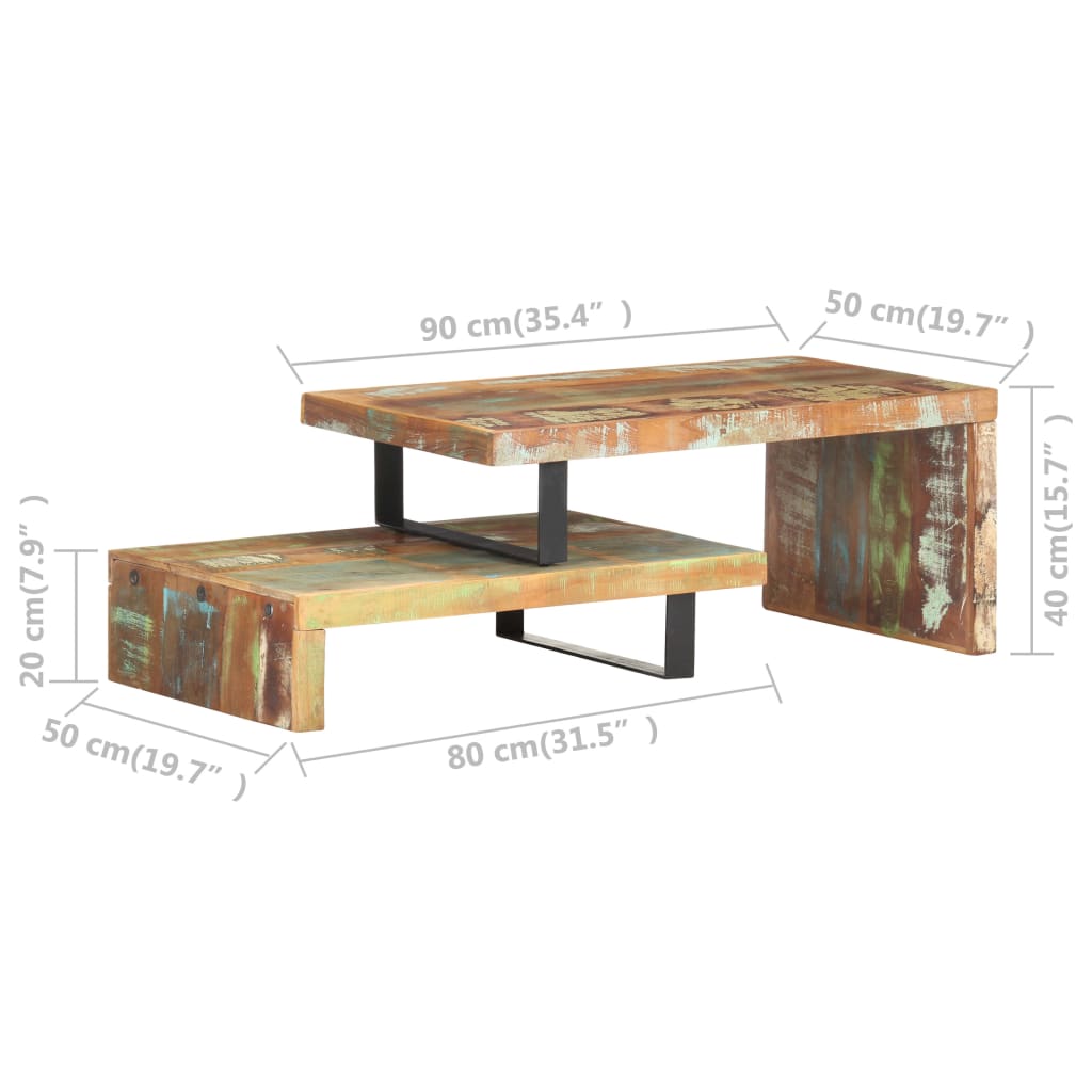 Set Tavolini da Salotto 2 pz in Legno Massello di Recupero | homemem39