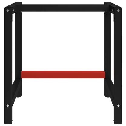 Telaio per Banco da Lavoro in Metallo 80x57x79 cm Nero e Rosso