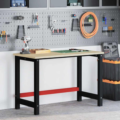 Telaio per Banco da Lavoro in Metallo 120x57x79 cm Nero e Rosso | homemem39