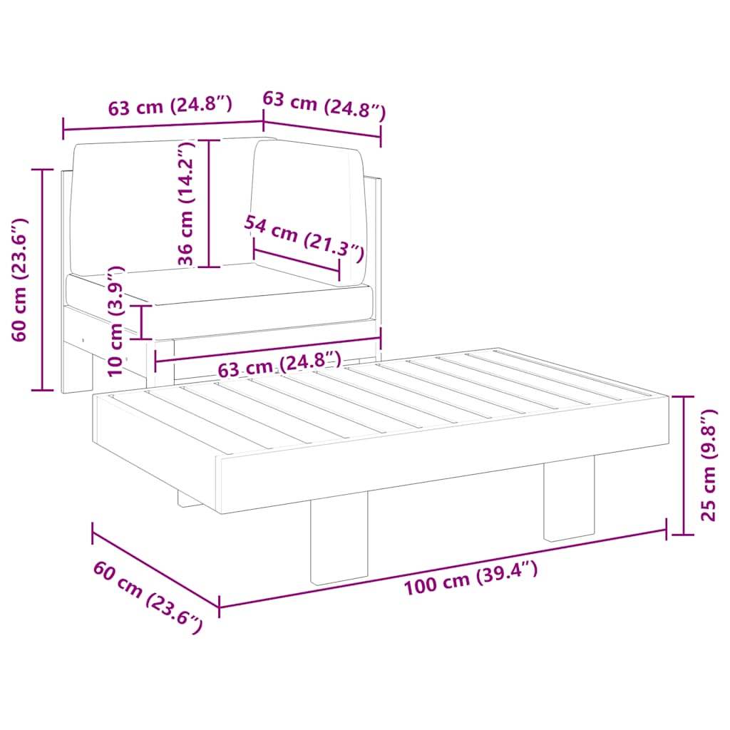 Set Divani Giardino 2 pz Cuscini Bianco Crema in Legno d'Acacia