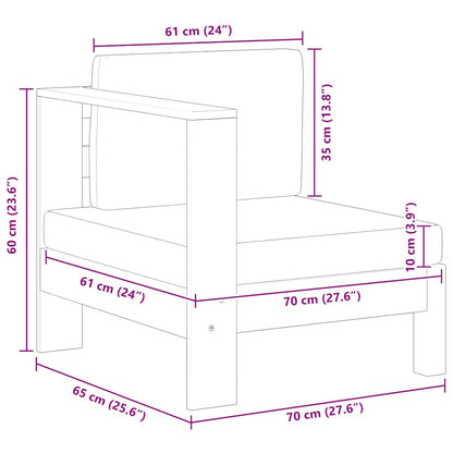 Divano Centrale con 1 Bracciolo Bianco Crema Massello d'Acacia