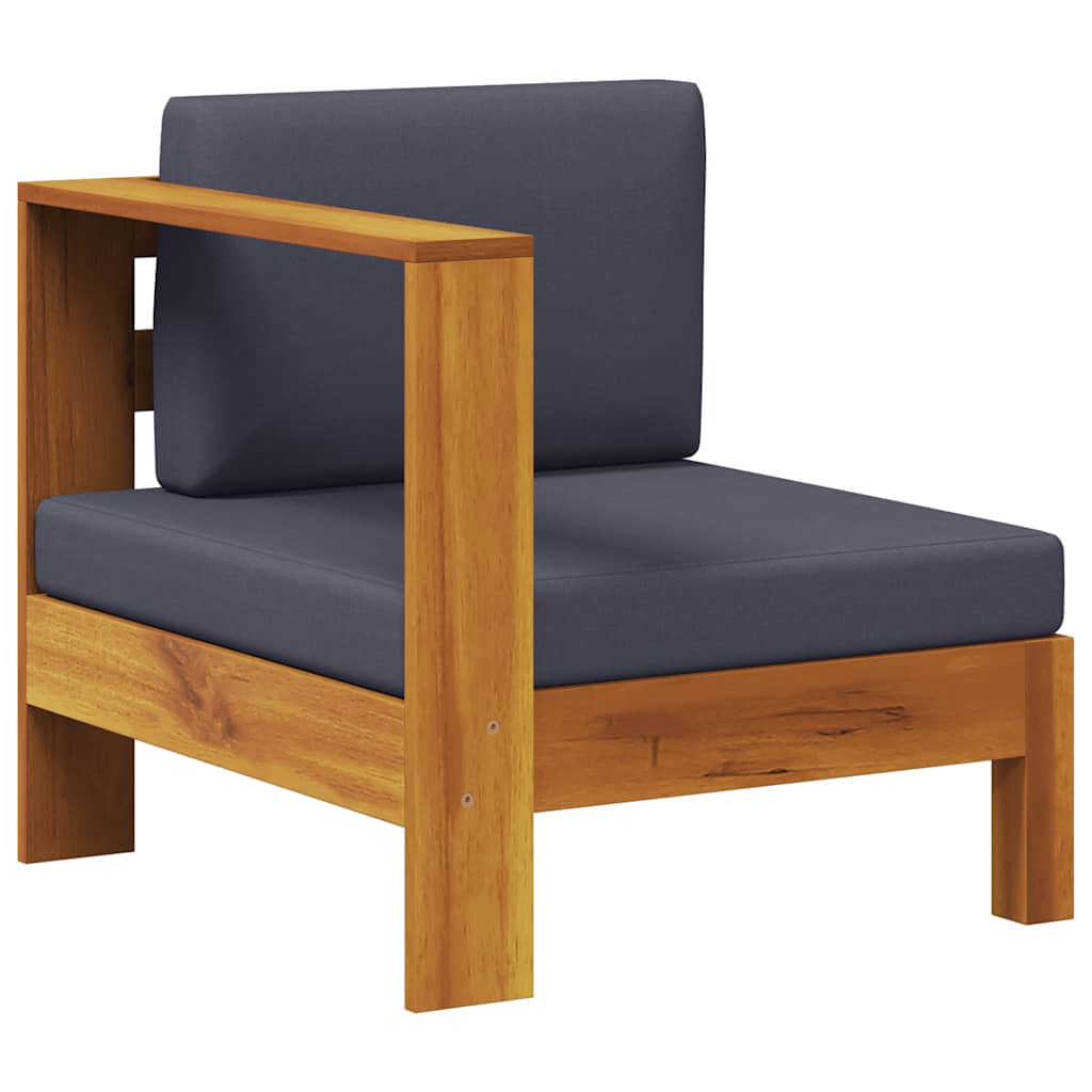 Divano Centrale con 1 Bracciolo Grigio Scuro Massello d'Acacia