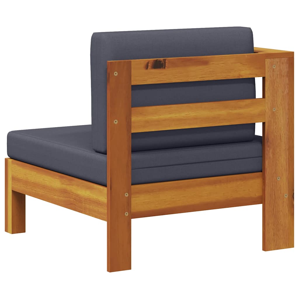 Divano Centrale con 1 Bracciolo Grigio Scuro Massello d'Acacia