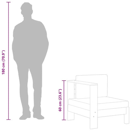 Divano Centrale con 1 Bracciolo Grigio Scuro Massello d'Acacia