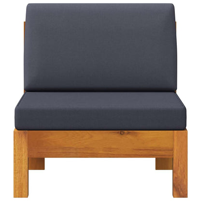 Divano Centrale con Cuscini Grigio Scuro in Massello di Acacia