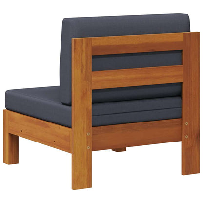 Divano Centrale con Cuscini Grigio Scuro in Massello di Acacia