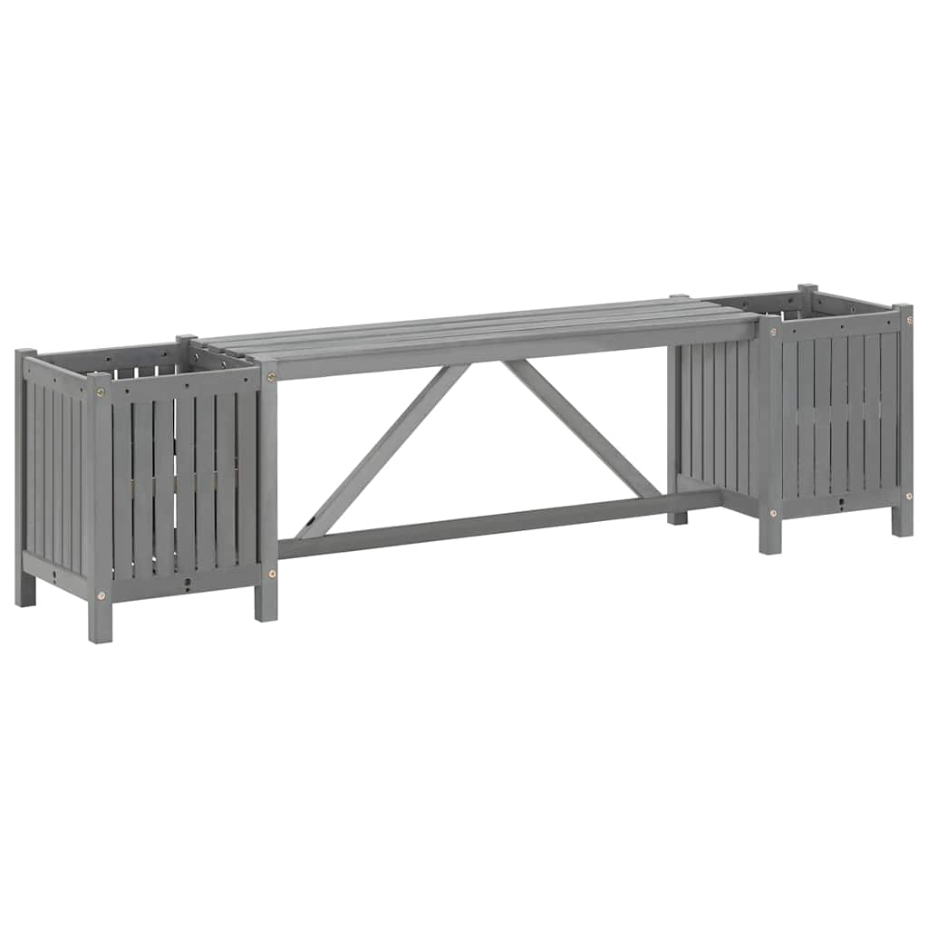 Panca da Giardino con 2 Fioriere 150cm Legno di Acacia Grigio - homemem39