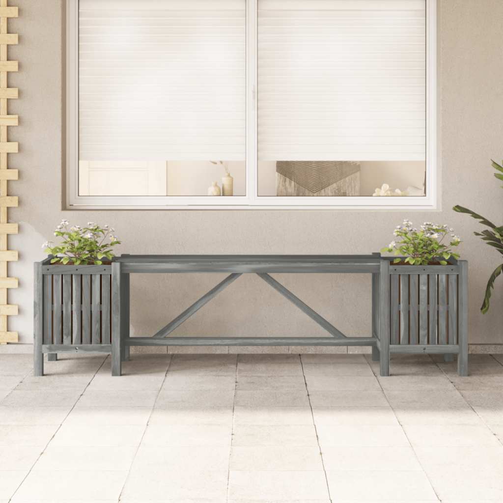 Panca da Giardino con 2 Fioriere 150cm Legno di Acacia Grigio - homemem39