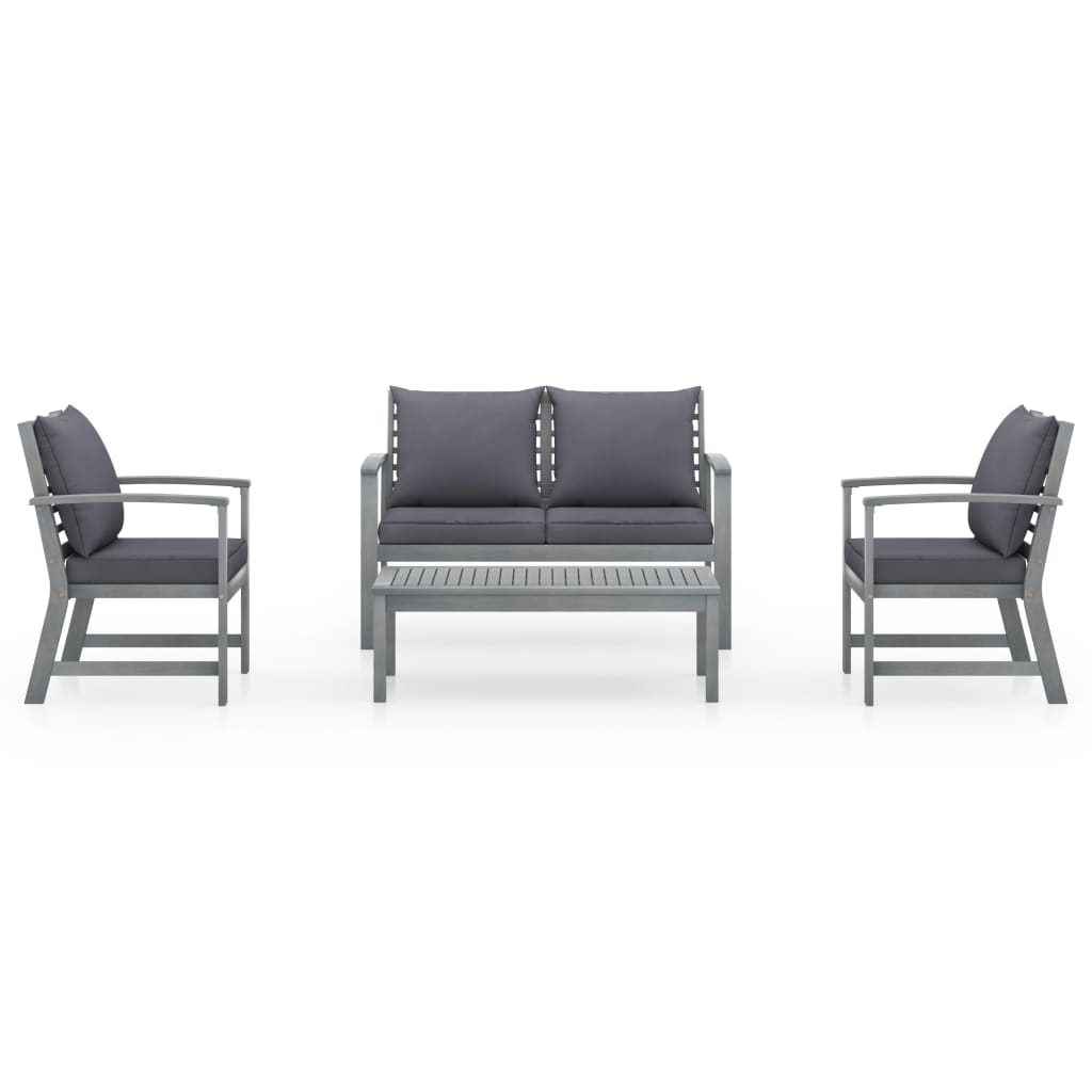Set Divani da Giardino 4 pz con Cuscini in Massello di Acacia | homemem39