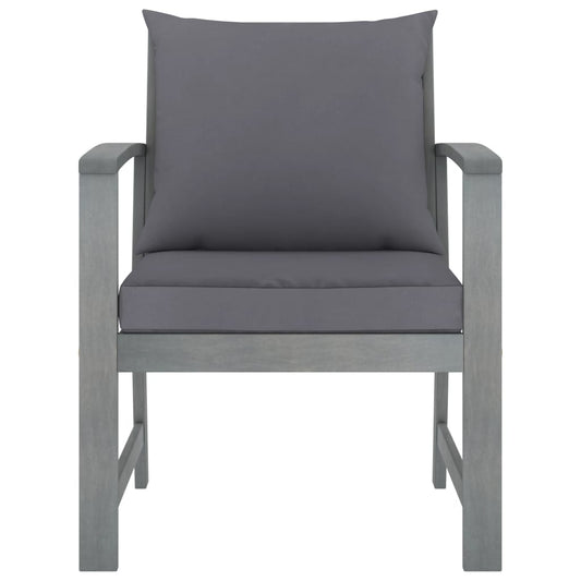 Sedie da Giardino e Cuscini Grigio Scuro 2 pz Massello Acacia | homemem39