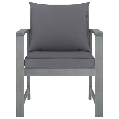 Sedie da Giardino e Cuscini Grigio Scuro 2 pz Massello Acacia - homemem39