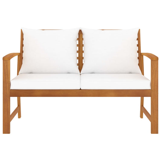 Panca da Giardino 120 cm con Cuscino Crema in Legno di Acacia - homemem39