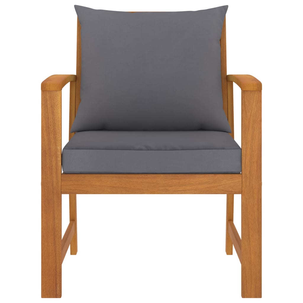 Sedie da Giardino e Cuscini Grigio Scuro 2 pz Massello Acacia | homemem39
