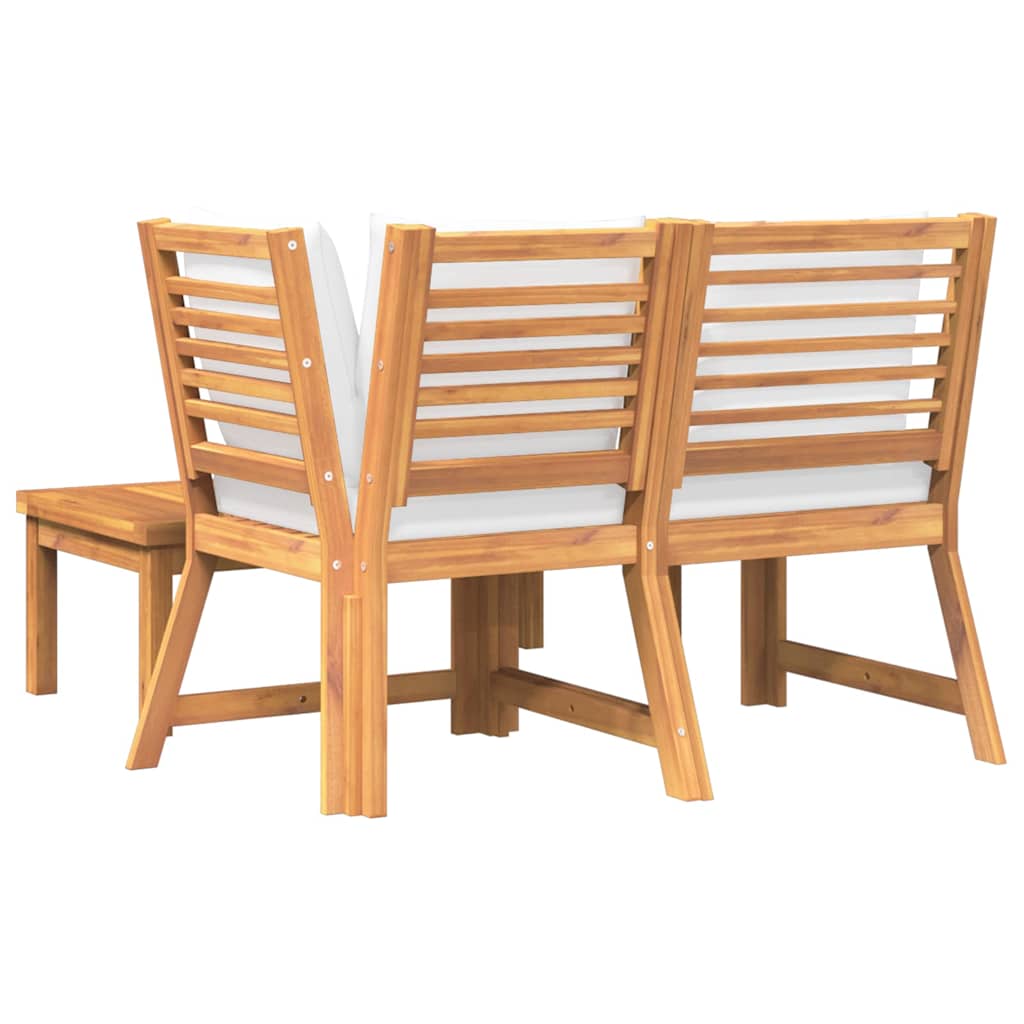 Set Divani da Giardino 3 pz con Cuscini Crema in Legno Acacia - homemem39