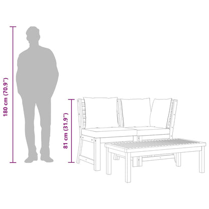 Set Divani da Giardino 3 pz con Cuscini Crema in Legno Acacia - homemem39