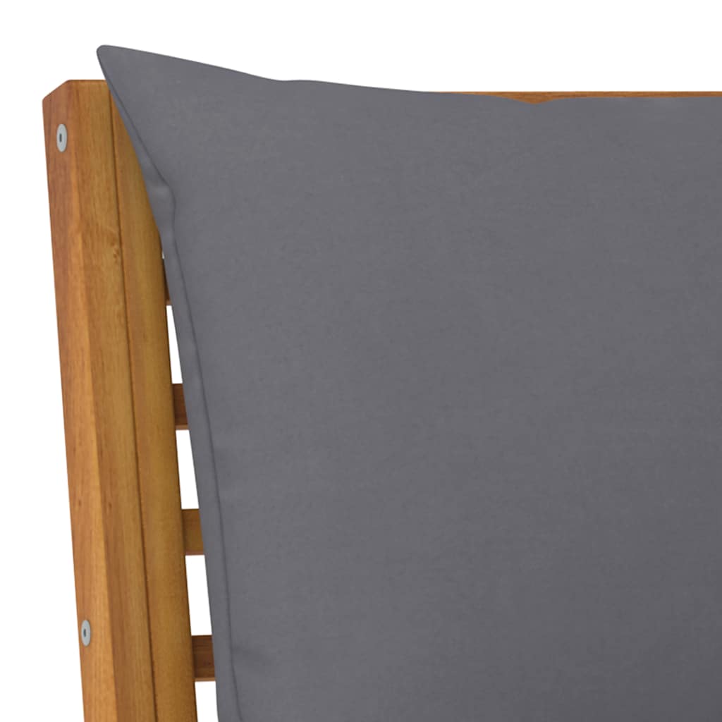 Set Divani Giardino 3pz Cuscini Grigio Scuro Acacia Massello