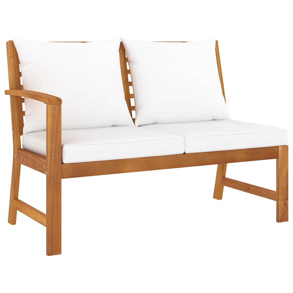 Panca da Giardino 114,5 cm con Cuscino Crema in Legno di Acacia