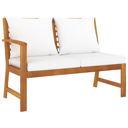 Panca da Giardino 114,5 cm con Cuscino Crema in Legno di Acacia