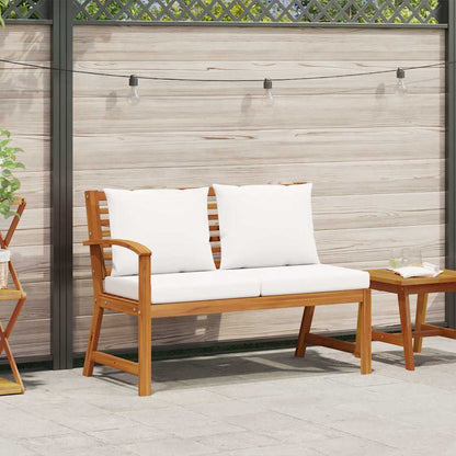Panca da Giardino 114,5 cm con Cuscino Crema in Legno di Acacia