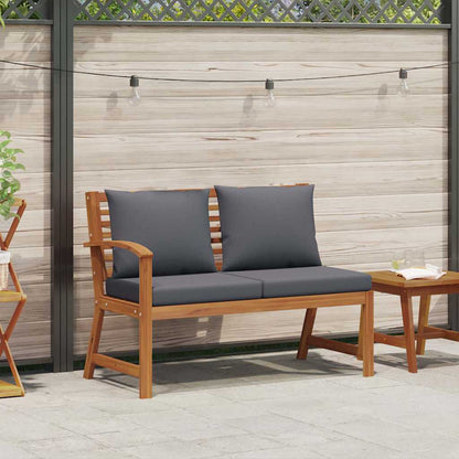 Panca da Giardino 114,5cm con Cuscino Grigio Massello di Acacia