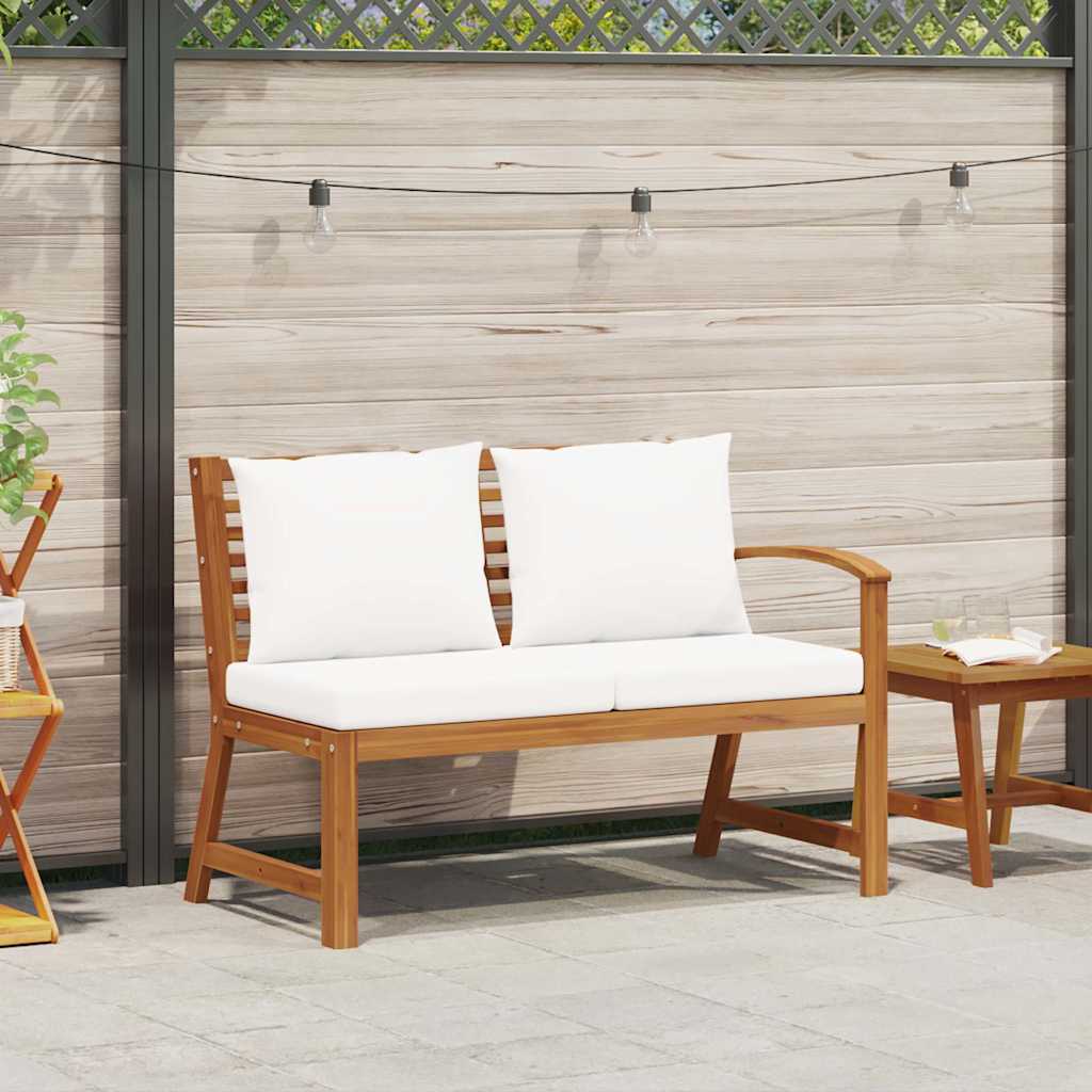 Panca da Giardino 114,5 cm con Cuscino Crema Massello di Acacia
