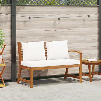 Panca da Giardino 114,5 cm con Cuscino Crema Massello di Acacia