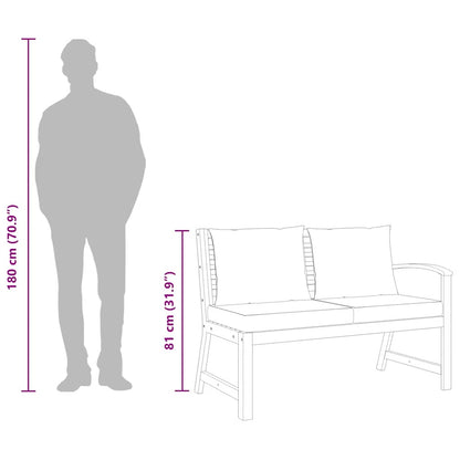 Panca da Giardino 114,5cm con Cuscino Grigio Massello di Acacia