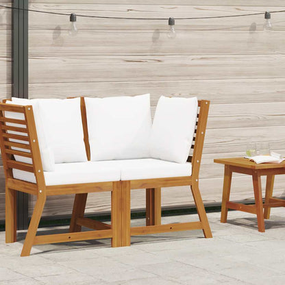 Modular Corner Sofa with Cream Cushions in Solid Acacia