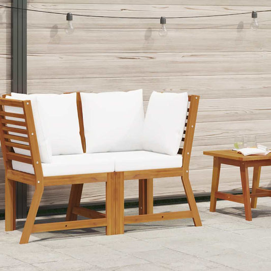 Divano Angolare Modulare Cuscini Crema in Massello di Acacia - homemem39