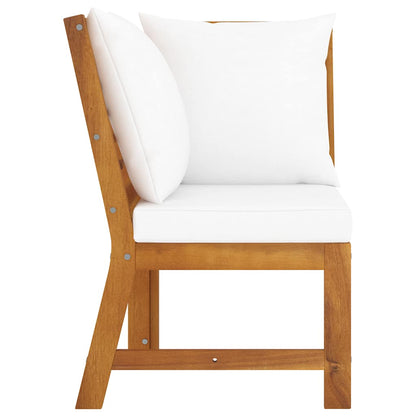 Modular Corner Sofa with Cream Cushions in Solid Acacia