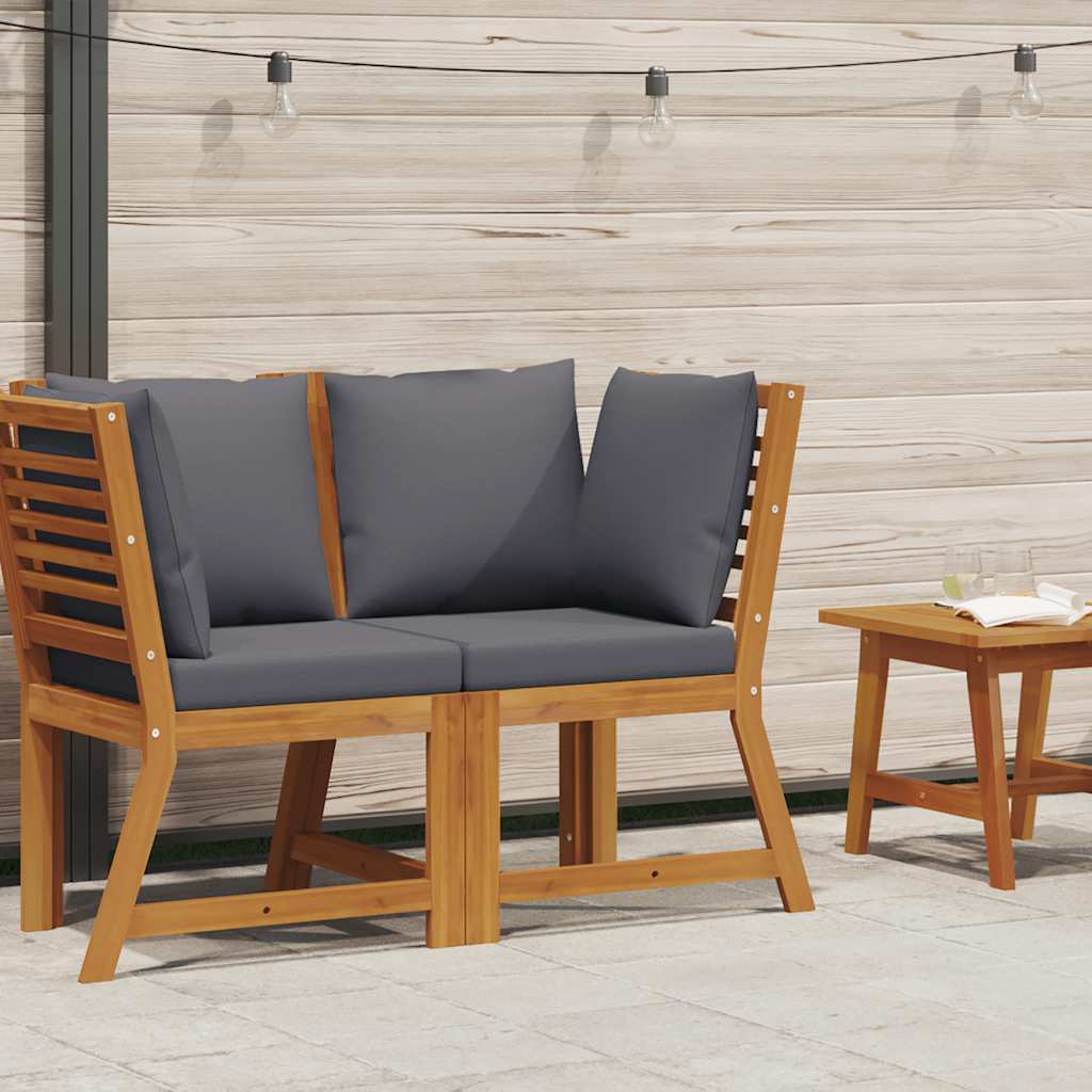 Divano Angolare Modulare Cuscini Grigio Scuro Massello Acacia - homemem39