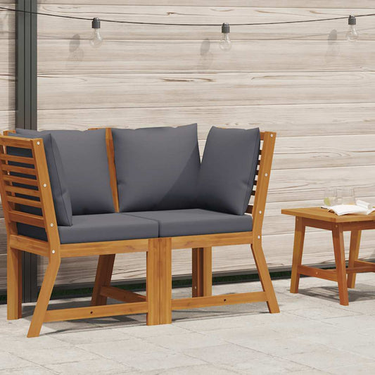 Divano Angolare Modulare Cuscini Grigio Scuro Massello Acacia - homemem39