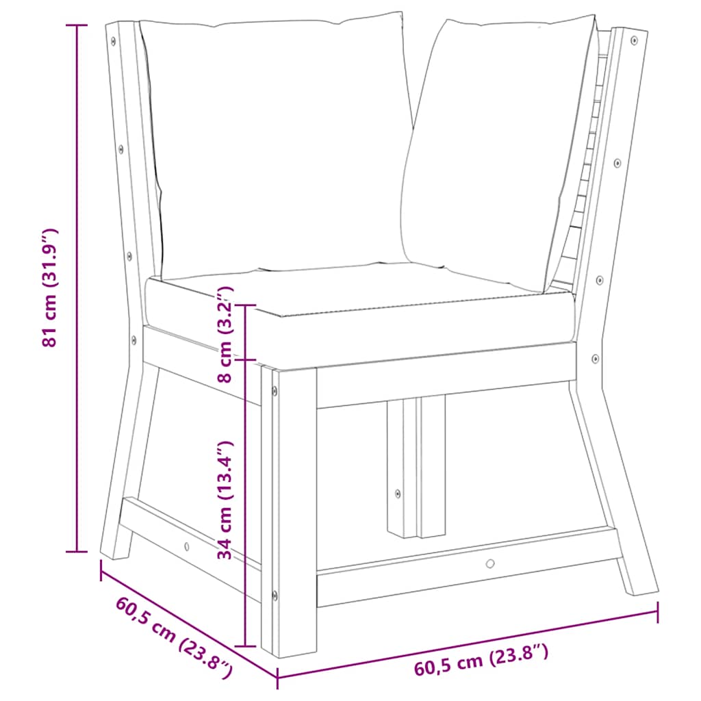 Divano Angolare Modulare Cuscini Grigio Scuro Massello Acacia - homemem39