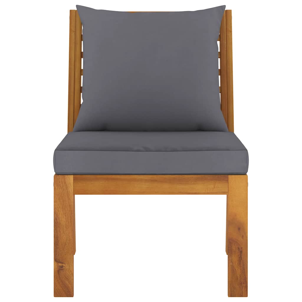 Divano Centrale Modulare Cuscini Grigio Scuro Massello Acacia | homemem39