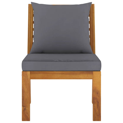 Divano Centrale Modulare Cuscini Grigio Scuro Massello Acacia | homemem39