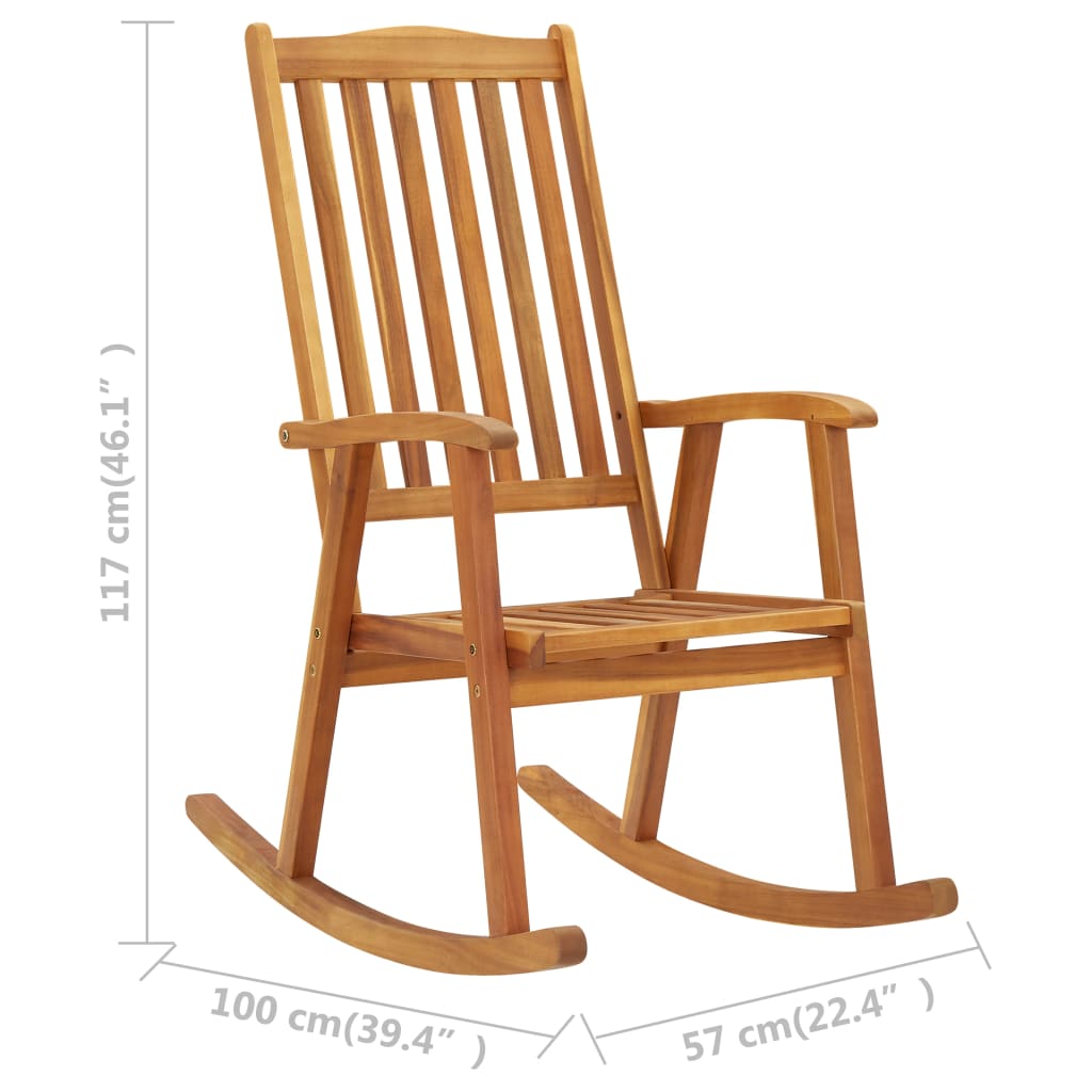 Sedia a Dondolo in Legno Massello di Acacia | homemem39