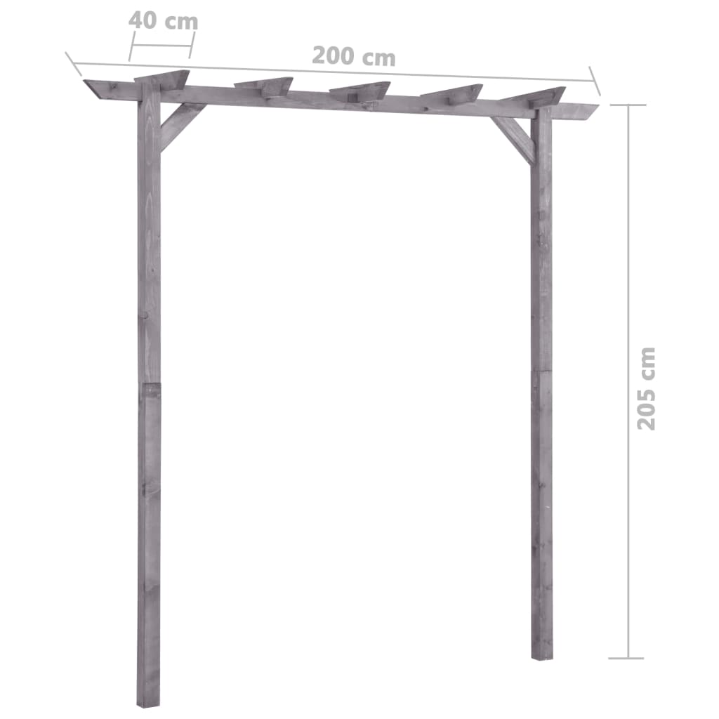 Pergolato da Giardino Grigio 200x40x205 cm in Pino Impregnato | homemem39