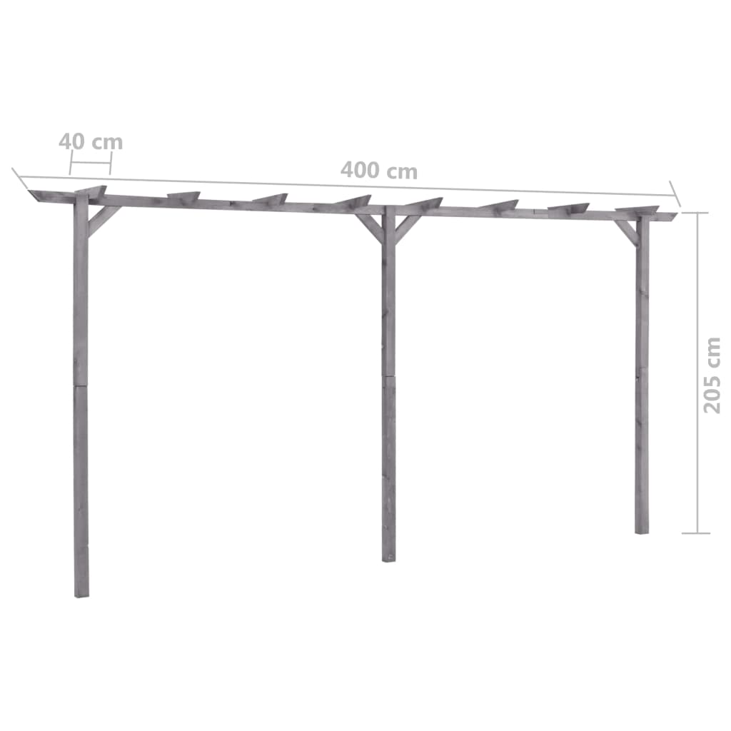 Pergolato da Giardino Grigio 400x40x205 cm in Pino Impregnato | homemem39