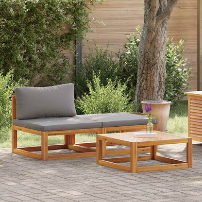 Set Divani da Giardino 3 pz con Cuscini in Massello di Acacia