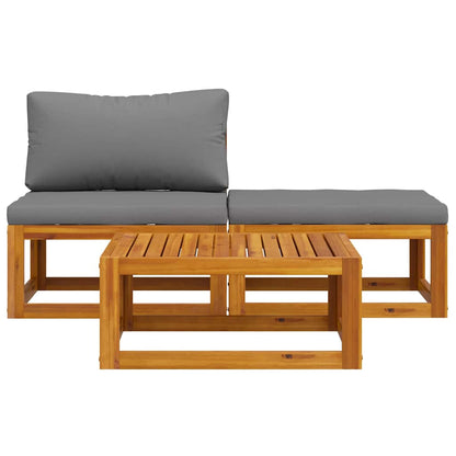 Set Divani da Giardino 3 pz con Cuscini in Massello di Acacia