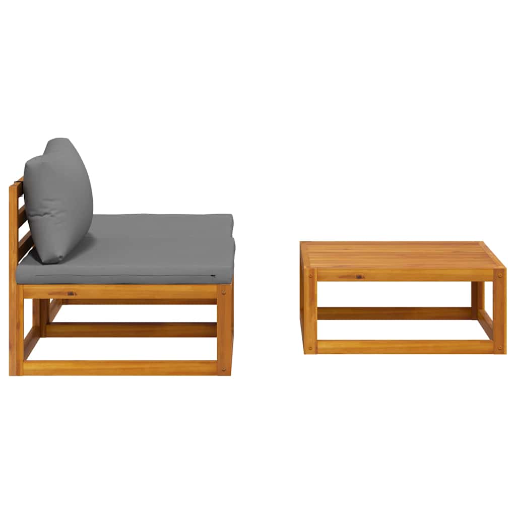 Set Divani da Giardino 3 pz con Cuscini in Massello di Acacia