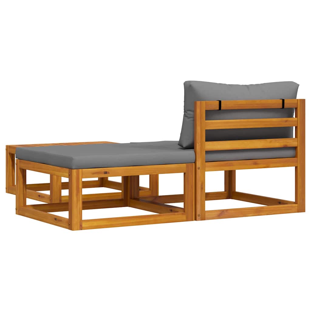 Set Divani da Giardino 3 pz con Cuscini in Massello di Acacia