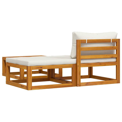 Set Divani da Giardino 3 pz con Cuscini Crema in Legno Acacia