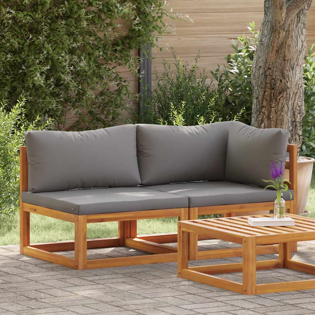 Set Divani da Giardino 2 pz con Cuscini Grigio Scuro in Acacia | homemem39